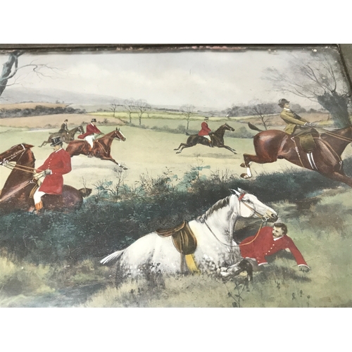865 - A Silver-plated cigar box featuring a hunting scene painting under glass on the lid. Dimensions 23.5... 