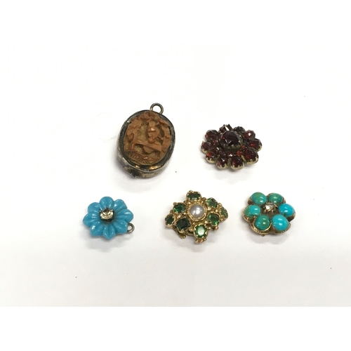 866 - Five small pendants comprising four stone set examples. NO RESERVE