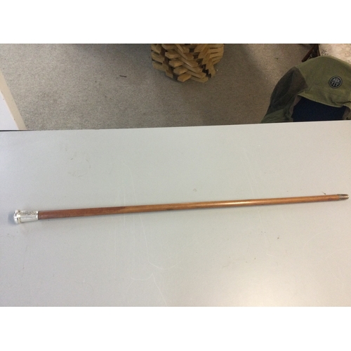 878 - A sword stick with a Royal Fusiliers silver hallmarked top. Blade 39cm long. 90cm total length