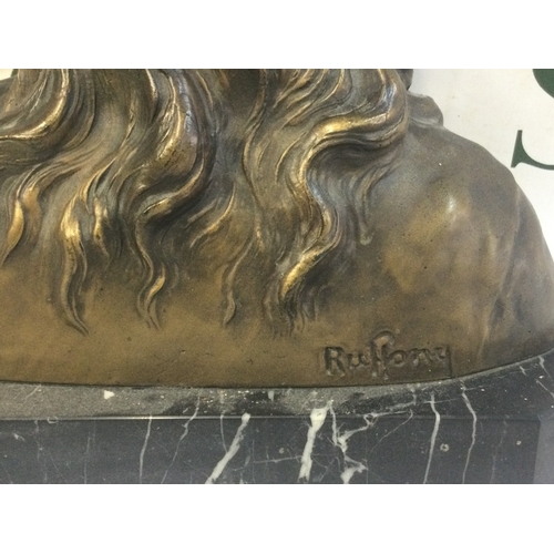 879 - A Oscar Ruffony bronze bust of Christ, 25cm tall ,26cm wide .