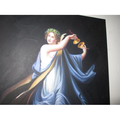 82 - Pictures & mirror :Neo Classical Dancer oil on canvas & tapestry