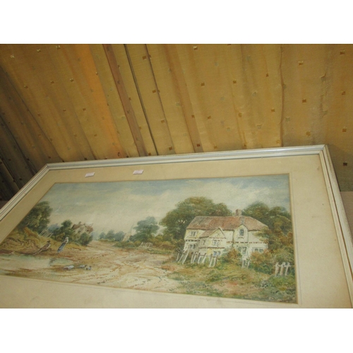 100 - Late 19th century watercolour by  English Country Landscape by S Wagstaff 26 cms x 47 cms