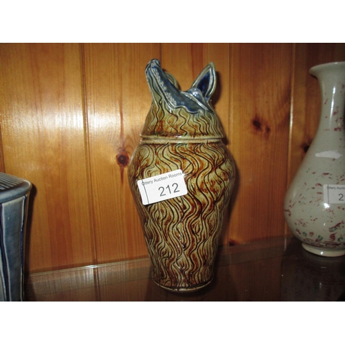 175 - Studio pottery by Jennie Hale : Jackal jar (Cornish Pottery Interest) 22 cms x 10 cms