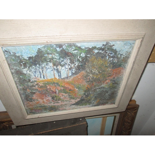 92 - Early 20th century oi on canvas English Barn Scene and one other landscape painting