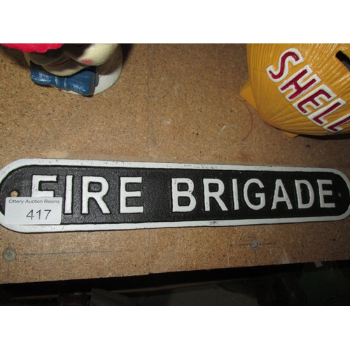 280 - Cast iron sign : Fire Brigade