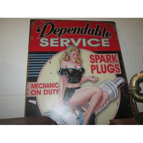 237 - Painted metal sign Dependable Service 50 cms x 70 cms