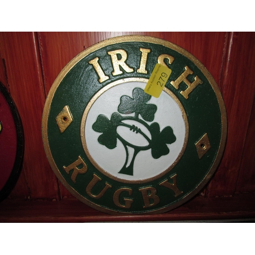 279 - Cast iron sign : Irish Rugby