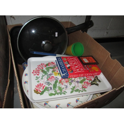 314 - 3 x boxes of kitchenware, glass ware & CDs