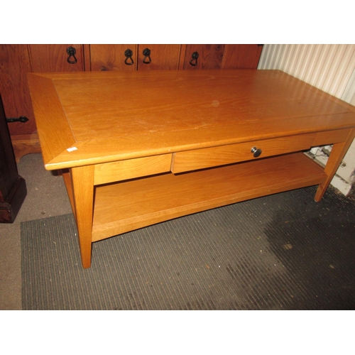 583 - Modern light oak single drawer coffee table