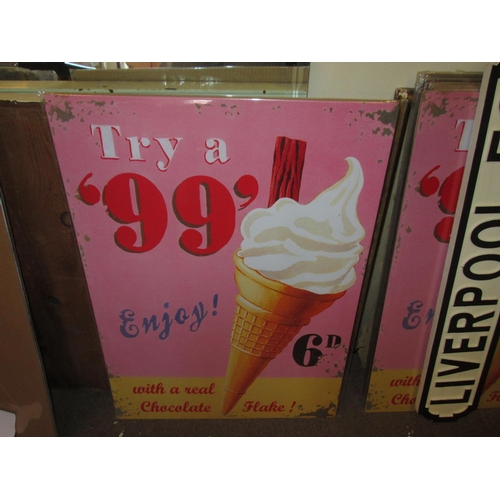 1 - Painted advertising sign 70 cms x 50 cms : Flake 99 Ice Cream