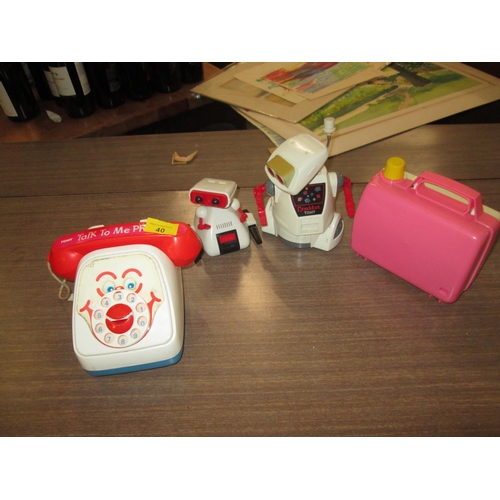 40 - Childs collectable toys : Tomy Crack Bot & Tomy Minor, Tomy phone and musical TV