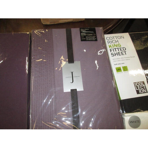 142 - Assorted bed linen, duvet covets, valance, pillow cover fitted sheets, Jaspar Conran included (new &... 