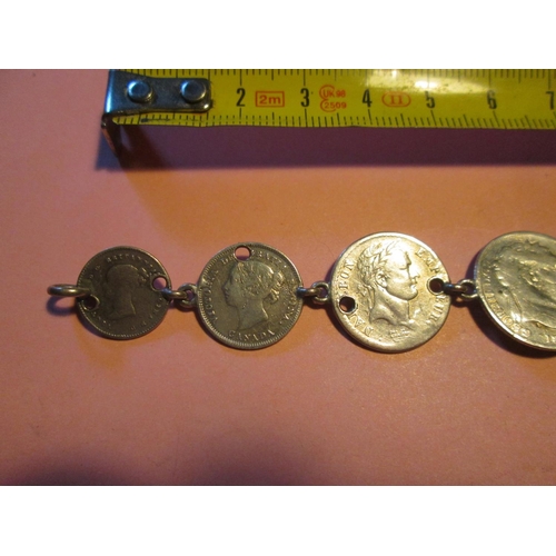 94 - Antique silver coin bracelet, 9 coins from the 17th century onwards  : William III 1697 Six Pence, G... 