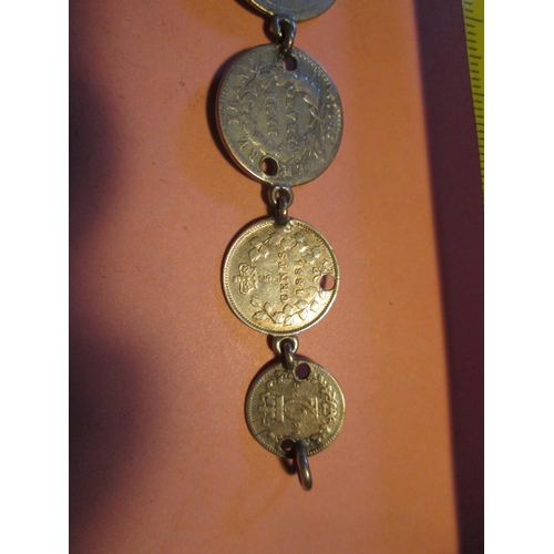 94 - Antique silver coin bracelet, 9 coins from the 17th century onwards  : William III 1697 Six Pence, G... 