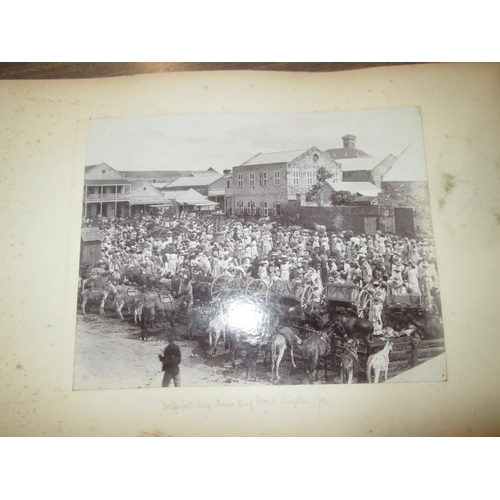 208 - Early 20th century interesting partially filled album of fixed black and white Colonial photographs ... 