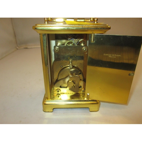 281 - 20th century 8 day carriage clock by Bayard with painted dial, bevelled glass and brass case Duverdr... 