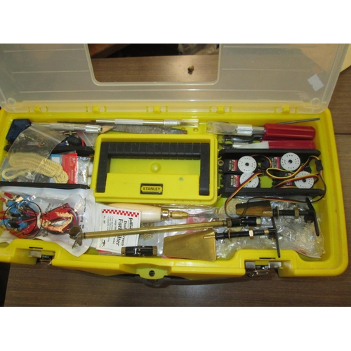 366 - Stanley toolbox of tools, radio controlled motor boat props etc.