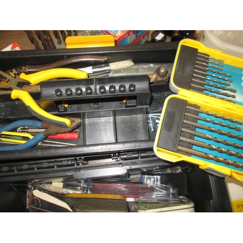 371 - Toolbox and contents, drill bits