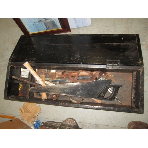 374 - Black painted ammunition box of tools