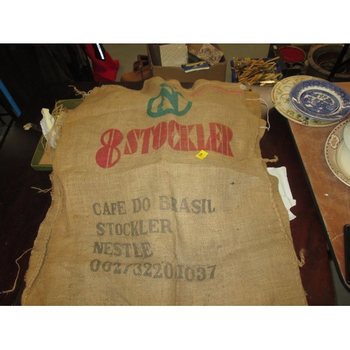 493 - 2 x advertising hessian coffee bean sacks