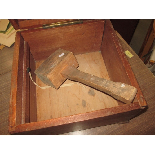 502 - Mahogany box and mallet