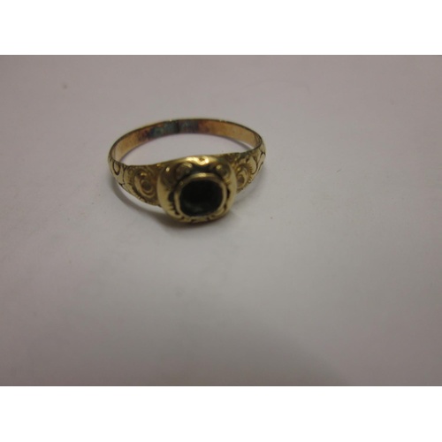 107 - Unmarked 9 ct gold ring  stone missing size  O (55) 2.2 g