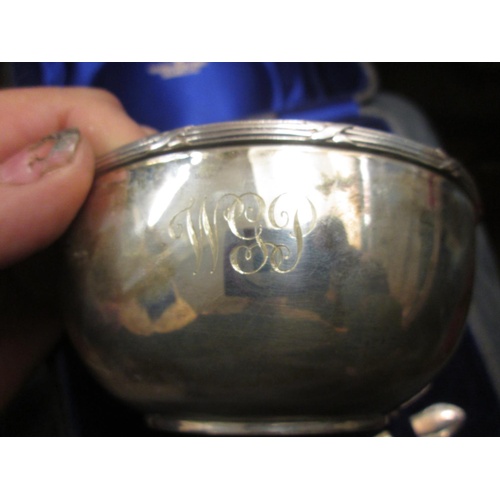 124 - Solid silver Christening bowl, monogramme on bowl,  with tea spoon in presentation case Sheffield Wa... 