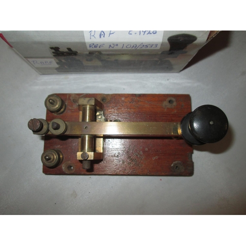 313 - Antique RAF Morse key 1920, Air Ministry ref No 10 A / 2533