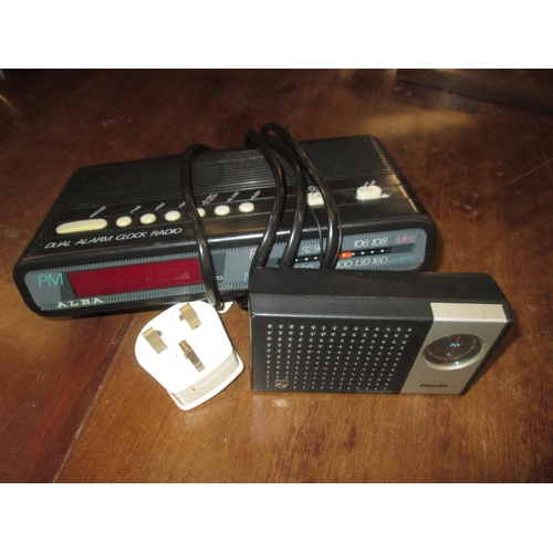 54 - Alba mains or battery operated clock radio & Philips battery radio