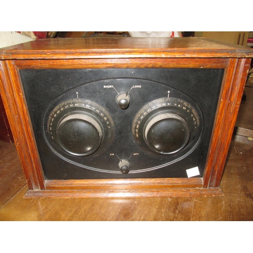 62 - Vintage early 2 valve radio, possibly a Graves Vulcan in wooden case