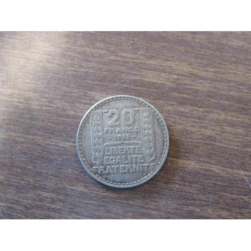 179 - Silver French 20 Francs 1938