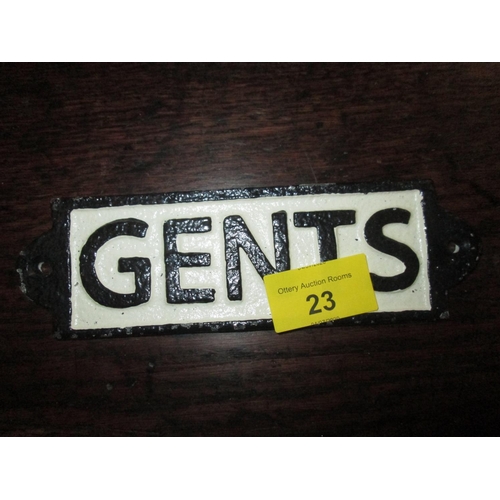 18 - Cast iron sign : Gents