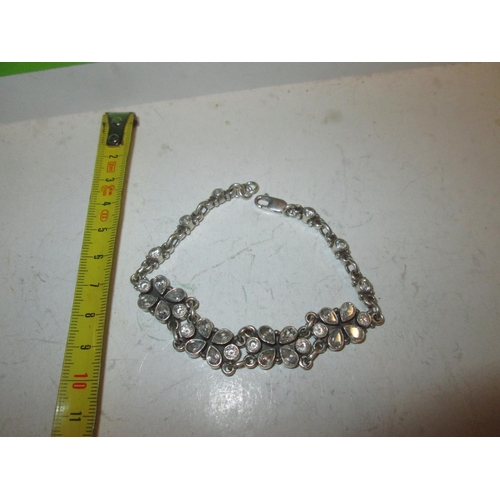 67 - Silver (.925)bracelet set with paste