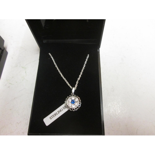 70 - Silver pendant set with paste on silver chain in presentation box
