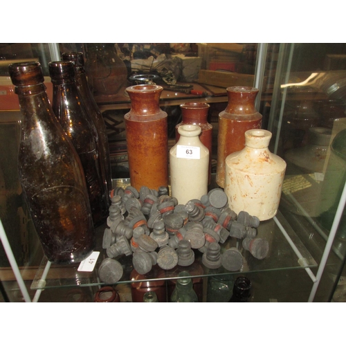 79 - Vintage and antique advertising bottles and other stoneware ink bottles & bungs advertising Green Ki... 