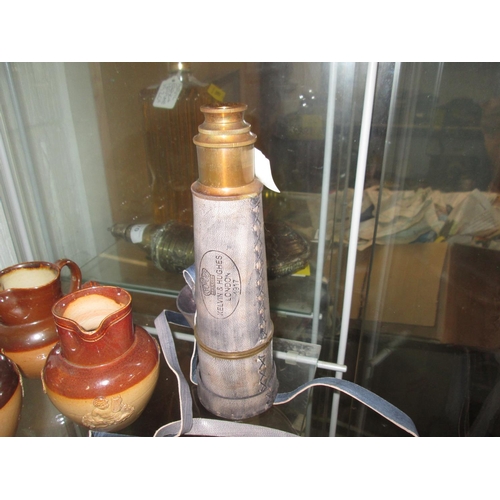 86 - Antique style leather bound brass field telescope