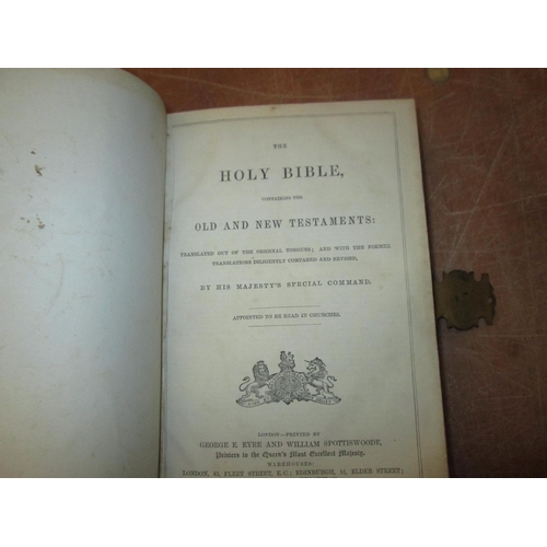 75 - Single volume : The Holy Bible containing Old & New Testaments pub Eyre & Spottiswoode, 1865 bound i... 