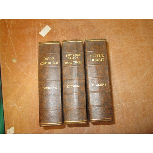 77 - 3 x volumes :Dickens Sketches by Boz & Hard Times, Little Dorrit, David Copperfield