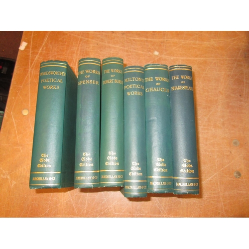 86 - 6 x  volumes :6 x hardbacks from the globe edition published by Macmillan & Co 1920's : Wordsworth, ... 