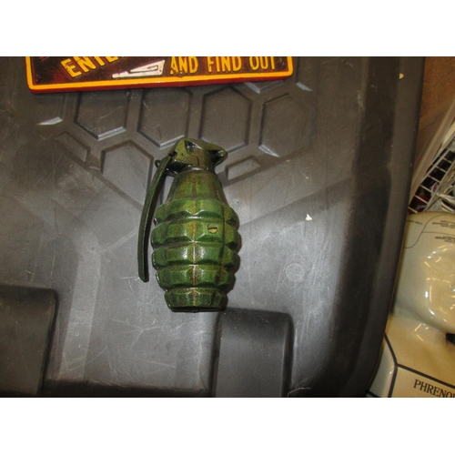 62 - Cast iron grenade money box / desk weight