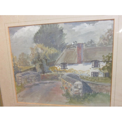 3 - 2 x 20th century initialled watercolours 22 cms x 36 cms & 24 cms x 30 cms & charcoal and pencil ful... 