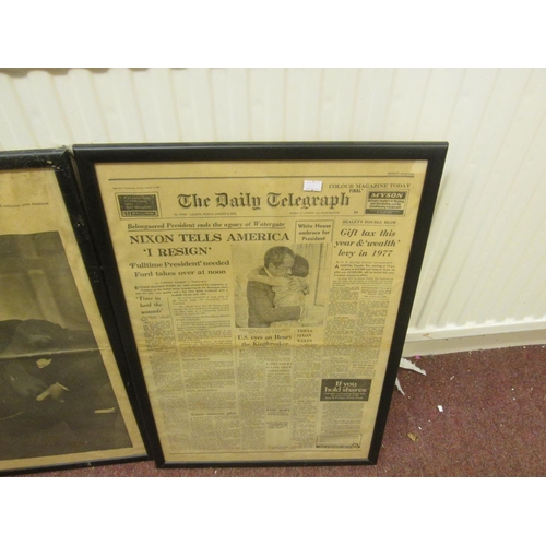 22 - The Times Winston Churchill Memorial mounted as a display & The Telegraph Richard Nixon resignation