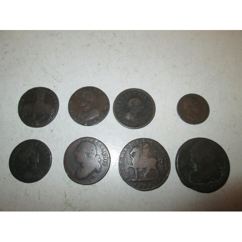 47 - 8 x antique coins : drilled Coventry Half Penny 1792, William IV 1699 Half Penny, John Howard Half P... 