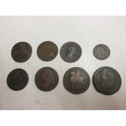 47 - 8 x antique coins : drilled Coventry Half Penny 1792, William IV 1699 Half Penny, John Howard Half P... 