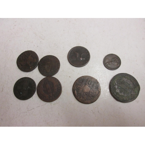 47 - 8 x antique coins : drilled Coventry Half Penny 1792, William IV 1699 Half Penny, John Howard Half P... 