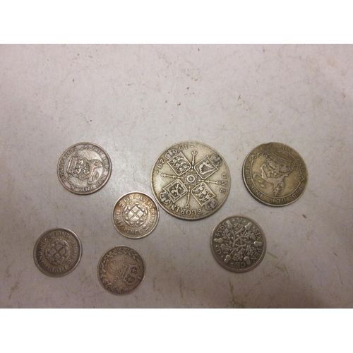 57 - Coins : 1920 Florin, 1920 Shilling, 3 x Three Pence pieces, 1934 & 1926 Six Pence