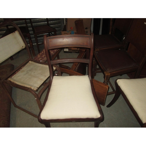 133 - Various chairs : 2 vintage canvas seat stacking chairs, 4 x drop in seat paddle back chairs & 2 x 19... 