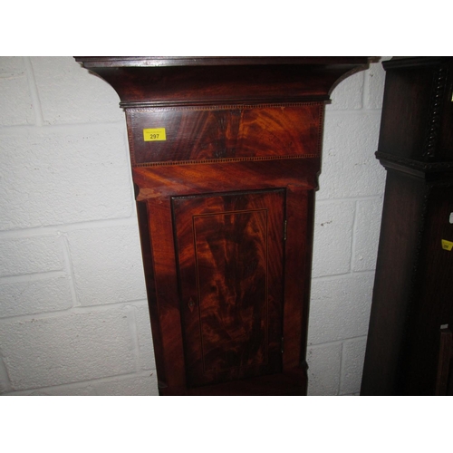 265 - Early 19th century long case clock, 8 day movement, Sun and Moon phase, in a flame mahogany case, cr... 