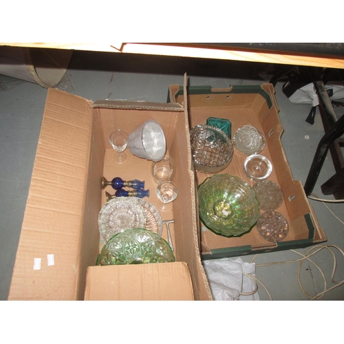 495 - 2 x boxes of coloured and other glassware