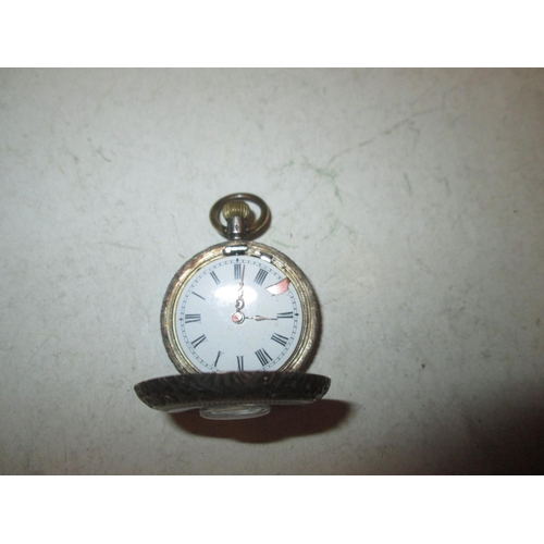 191 - Early 20th century silver and enamel half hunter ladies fob watch some enamel loss to dial